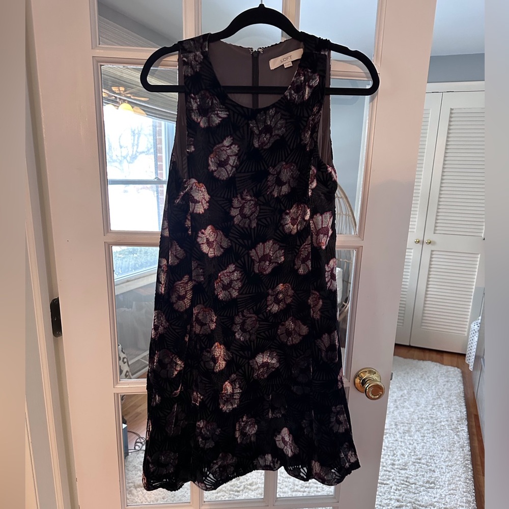 LOFT Velvet Floral Dress